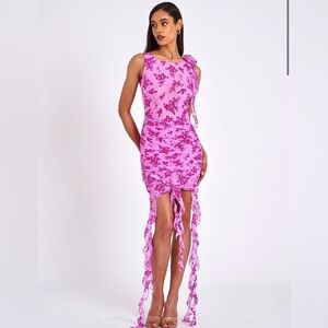 Miss Circle Alaina Floral Ruffle Mesh Dress - Pink